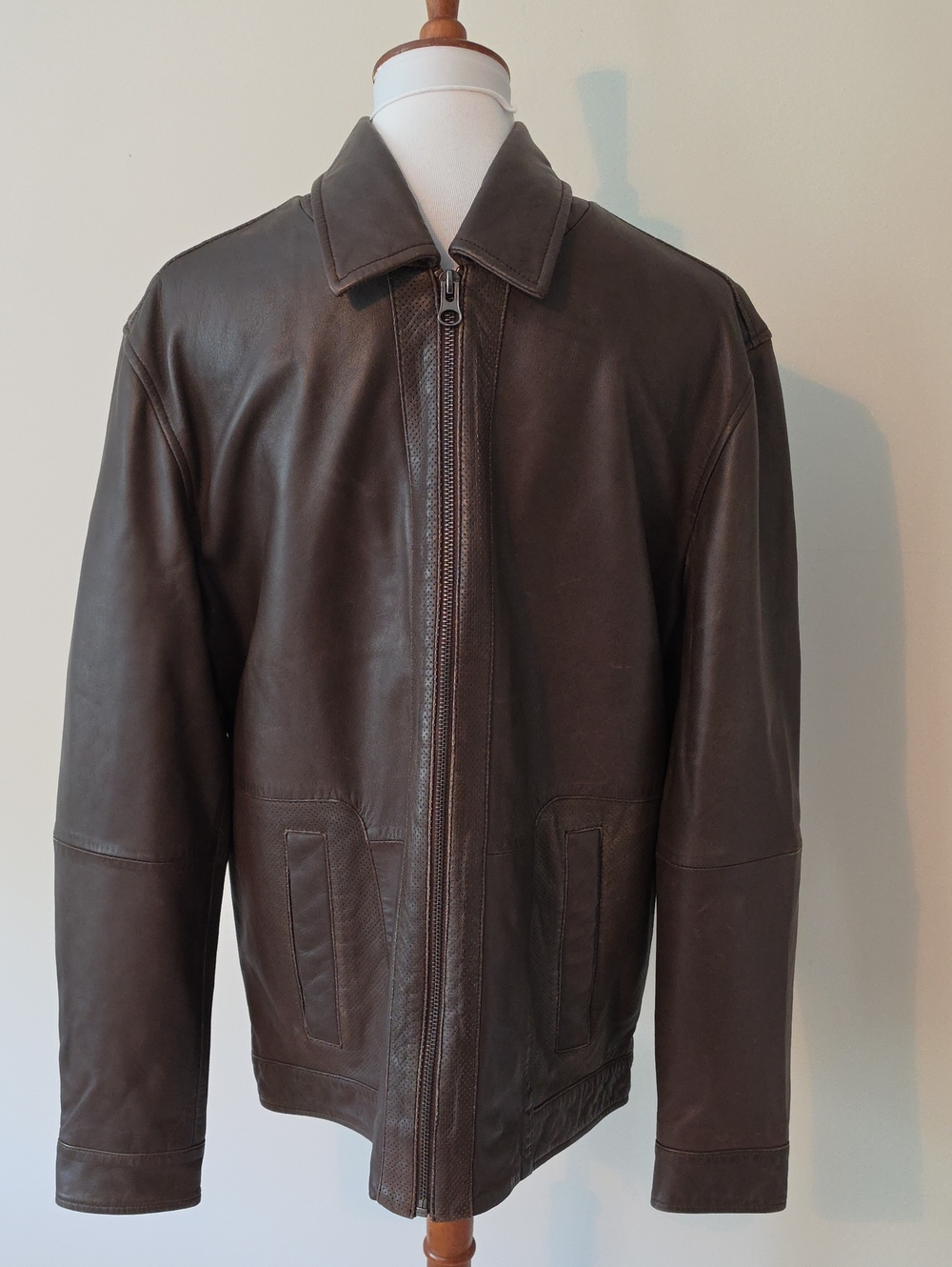 Paul Fredrick  Brown Full Zip   Soft Leather Jacket